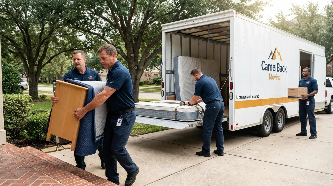 Crew loading residential truck for cross-state move from Westerly, RI